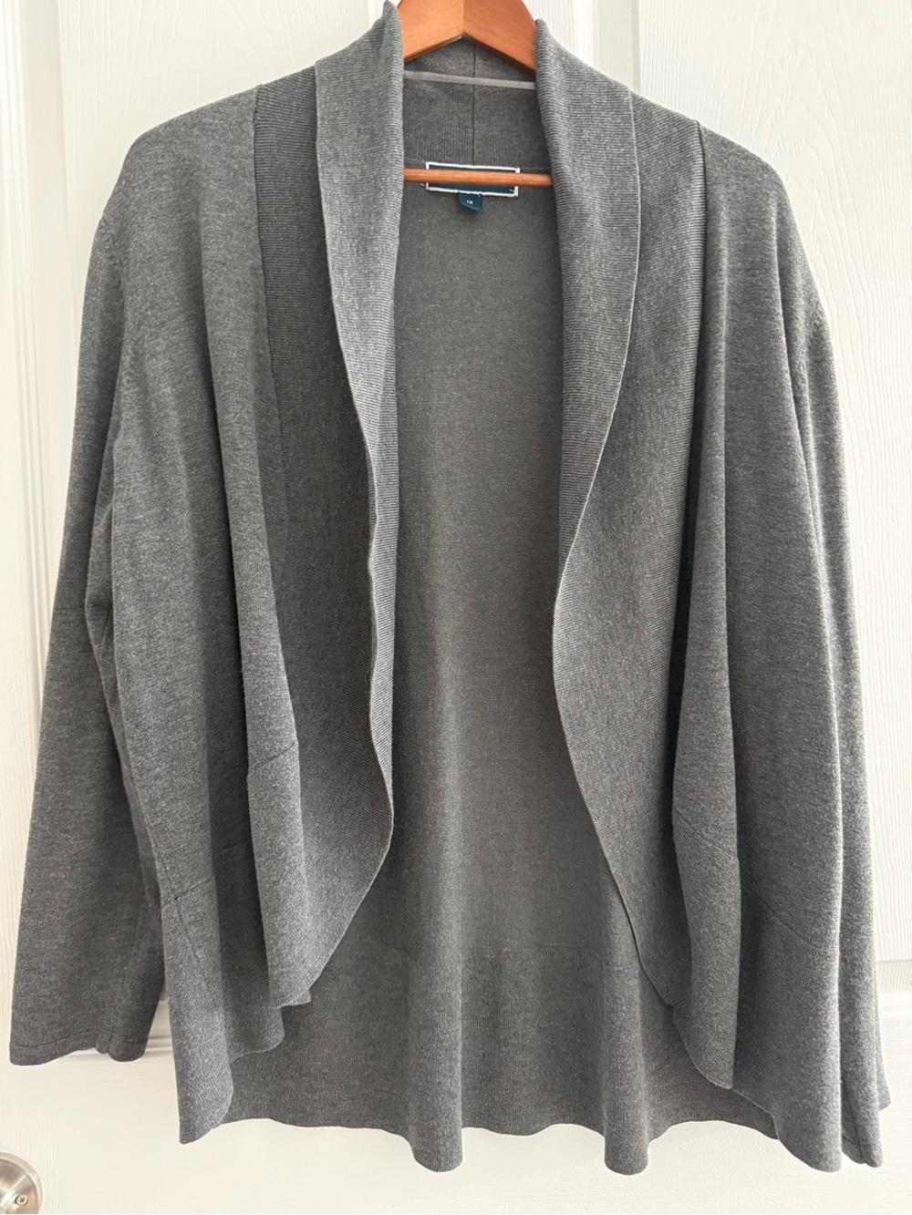Karen Scott Gray Open-Front Draped Cardigan